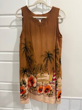 Peppermint Bay Beaded Sailboat Tropical Tank Dress M NWOT Y2K Resortwear Boho
